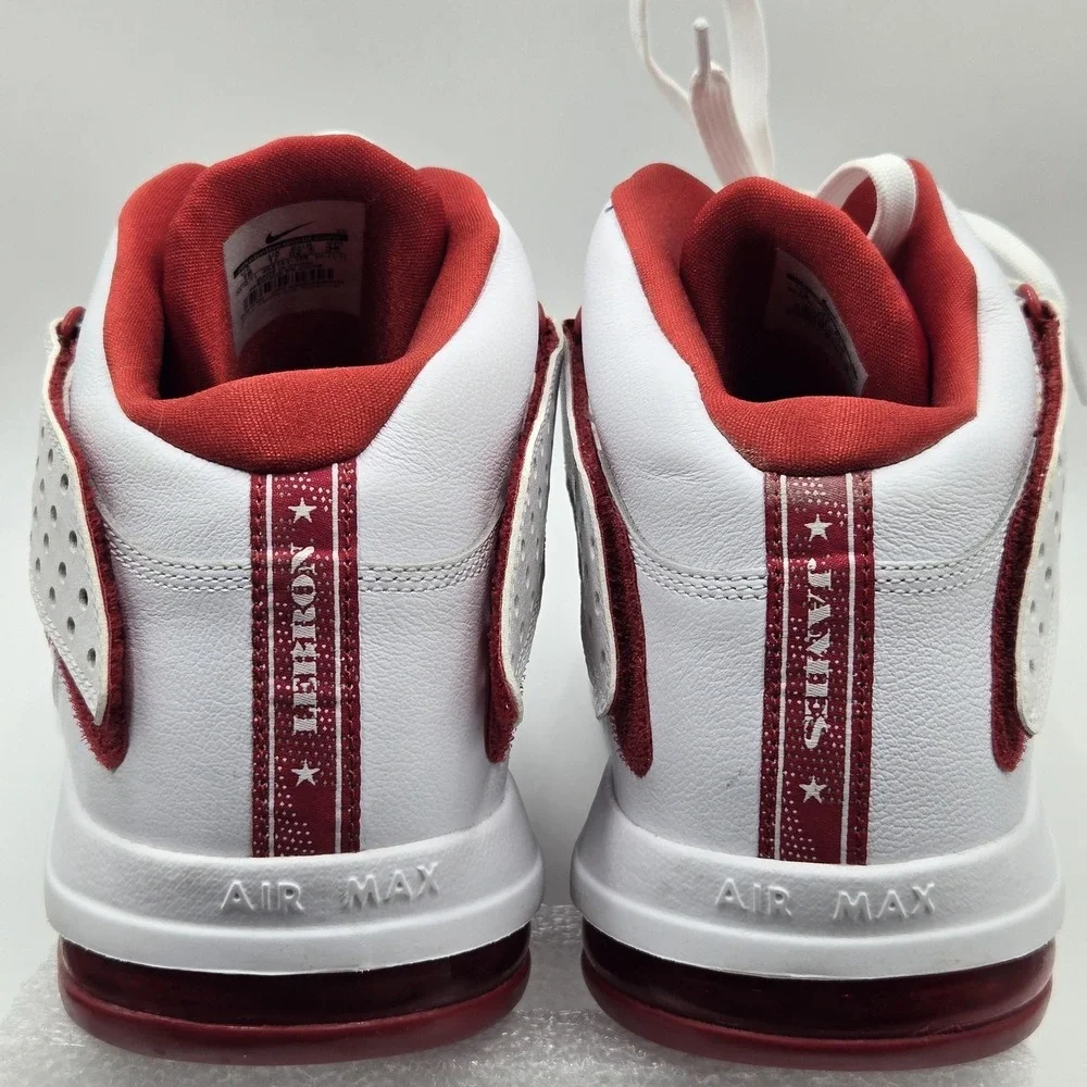 Nike LeBron Shoes Mens Size 18 White Red Mid Top Basketball 454141-105 Sneakers